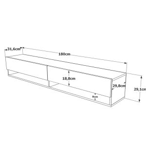 176 000003 4 6 Handra pakoworld wall TV unit with shelf color anthracite-oak 180x31,5x29,5cmIndoor furniture > TV stands