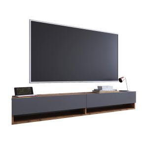 176 000003 9 Handra pakoworld wall TV unit with shelf color anthracite-oak 180x31,5x29,5cmIndoor furniture > TV stands
