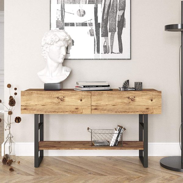 176 000008 2 5 Console Vien pakoworld in color oak-black 139x43x75,5cmIndoor furniture > Drawers-consoles