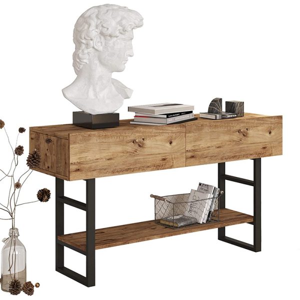 176 000008 7 Console Vien pakoworld in color oak-black 139x43x75,5cmIndoor furniture > Drawers-consoles