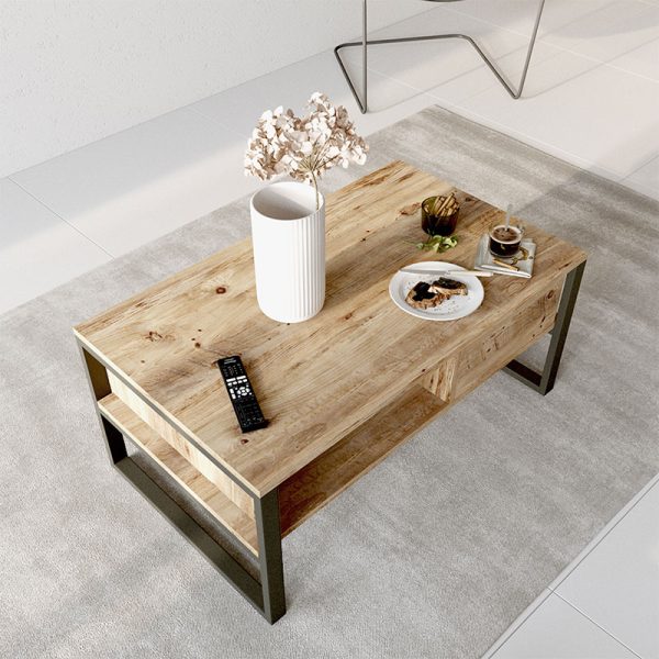 176 000009 2 1 Coffee table Honora pakoworld color black-oak 100x60x44,5cmIndoor furniture > Coffee tables