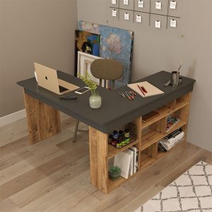 176 000024 2 4 Rosaline pakoworld corner desk color anthracite-oak 120x129x72cmOffice furniture > Working desk