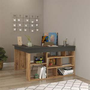 176 000024 3 4 Rosaline pakoworld corner desk color anthracite-oak 120x129x72cmOffice furniture > Working desk