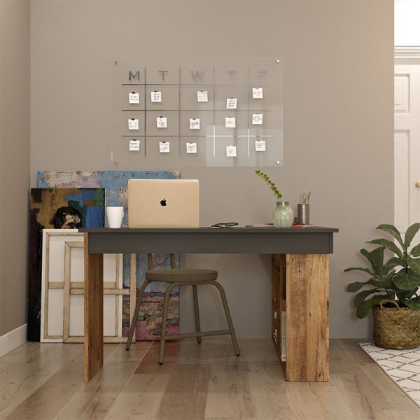 176 000024 4 4 Rosaline pakoworld corner desk color anthracite-oak 120x129x72cmOffice furniture > Working desk