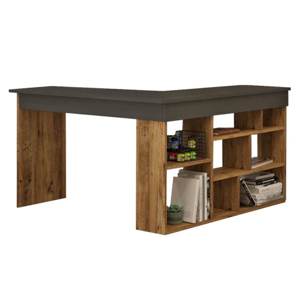 176 000024 7 Rosaline pakoworld corner desk color anthracite-oak 120x129x72cmOffice furniture > Working desk