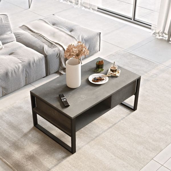 176 000033 3 1 Honora pakoworld coffee table anthracite antique-black 100x60x44.5cmIndoor furniture > Coffee tables