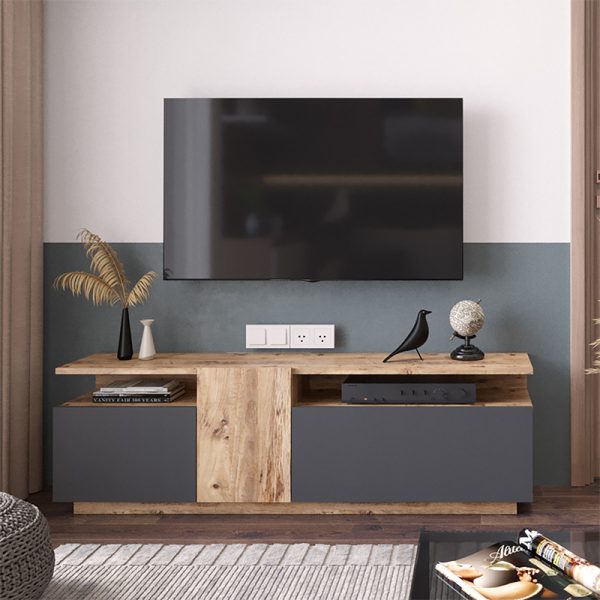 176 000054 2 11 TV stand Elana pakoworld sonoma-anthracite 150x29.5x46.3cmIndoor furniture > TV stands