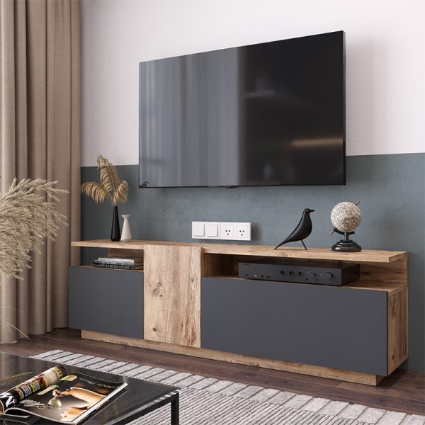 176 000054 3 11 TV stand Elana pakoworld sonoma-anthracite 150x29.5x46.3cmIndoor furniture > TV stands