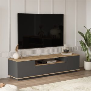 176 000056 2 1 TV cabinet Soren pakoworld sonoma-anthracite 180x44.5x44.6cmIndoor furniture > TV stands