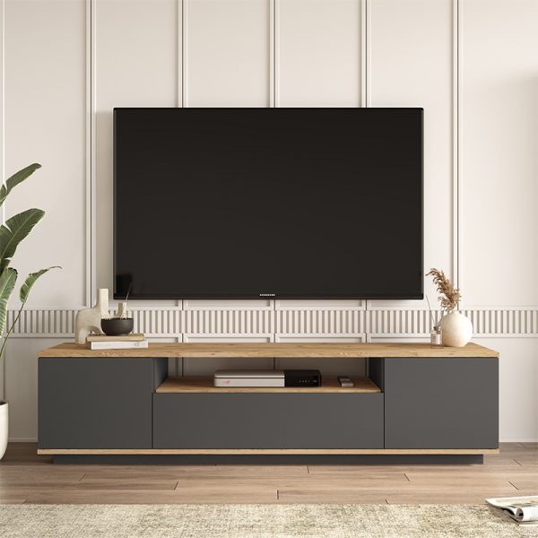 176 000056 3 1 TV cabinet Soren pakoworld sonoma-anthracite 180x44.5x44.6cmIndoor furniture > TV stands