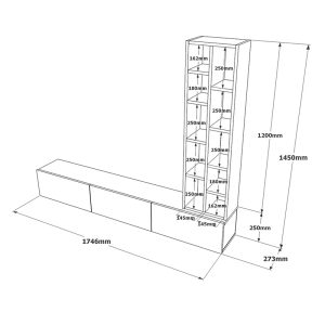 176 000100 4 1 Esmeralda pakoworld wall TV unit white-natural color 74.5x27x145cmIndoor furniture > Living room sets