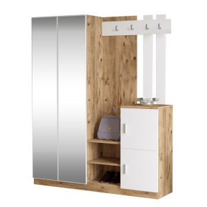 176 000130 8 Entrance unit Doorse pakoworld melamine white-sonoma 147.5x35x180cmIndoor furniture > Entrance furniture
