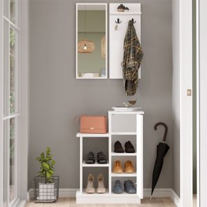 176 000135 2 3 Entrance unit Wizbo pakoworld melamine white 61x37x82.5cmIndoor furniture > Entrance furniture