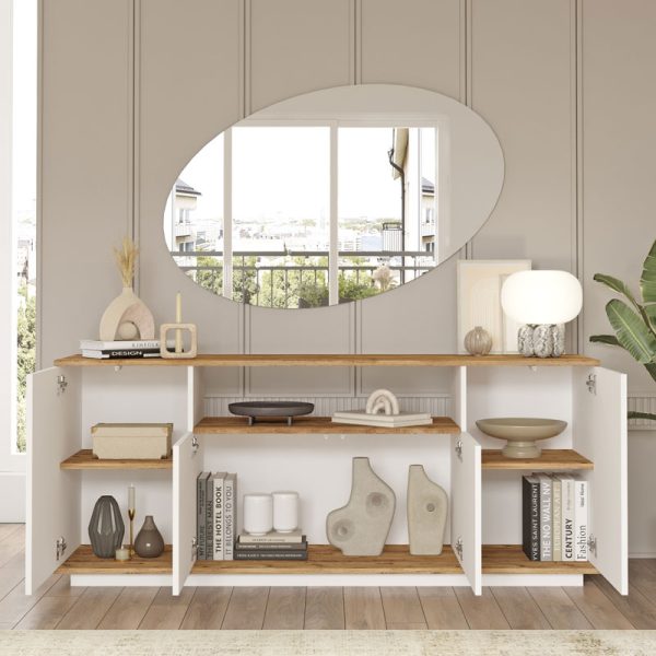 176 000137 2 1 Buffet Placefol pakoworld melamine white-natural 180x44.5x75cmIndoor furniture > Buffets