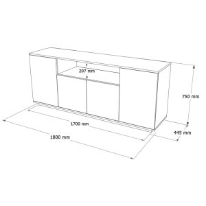 176 000137 3 1 Buffet Placefol pakoworld melamine white-natural 180x44.5x75cmIndoor furniture > Buffets
