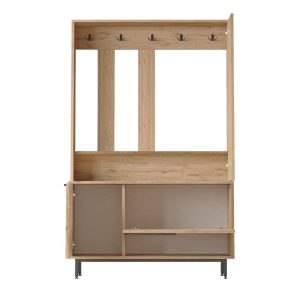 176 000148 2 2 Entrance unit Zerbie pakoworld melamine natural-black 112x35.5x178cmIndoor furniture > Entrance furniture