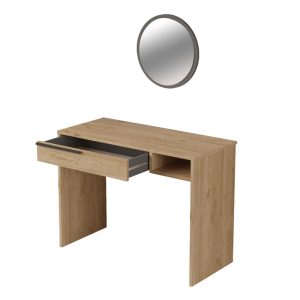176 000152 2 1 Dressing table with mirror Dorjie pakoworld melamine natural-dark grey 100x44.5x75cmIndoor furniture > Drawers-consoles
