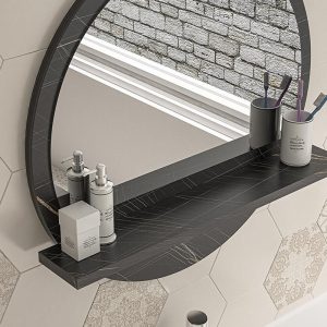 176 000173 2 4 Breda pakoworld melamine mirror in anthracite marble shade 49x6x49cmIndoor furniture > Home organization > Bathroom > Mirrors