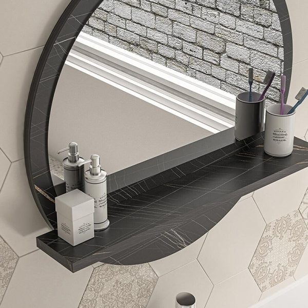 176 000173 2 4 Breda pakoworld melamine mirror in anthracite marble shade 49x6x49cmIndoor furniture > Home organization > Bathroom > Mirrors