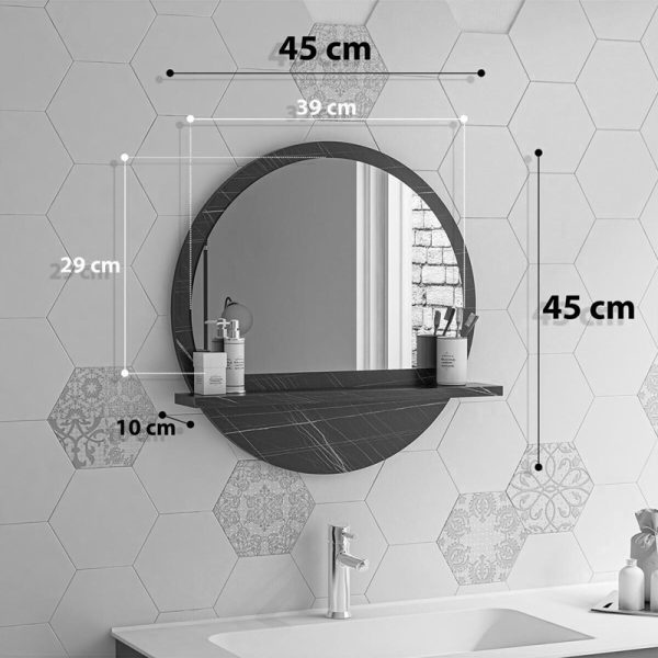 176 000173 3 4 Breda pakoworld melamine mirror in anthracite marble shade 49x6x49cmIndoor furniture > Home organization > Bathroom > Mirrors