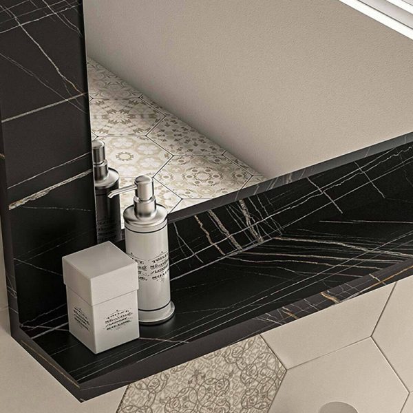 176 000183 2 2 Kappa pakoworld melamine mirror in anthracite marble shade 60x10x45cmIndoor furniture > Home organization > Bathroom > Mirrors