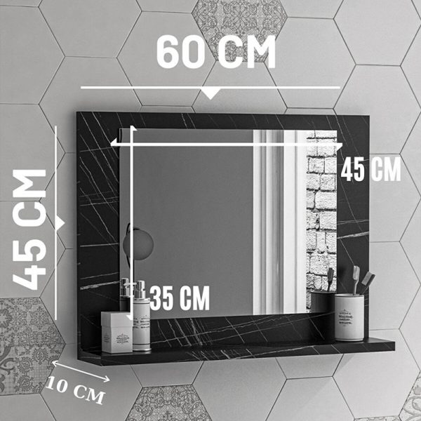 176 000183 3 2 Kappa pakoworld melamine mirror in anthracite marble shade 60x10x45cmIndoor furniture > Home organization > Bathroom > Mirrors
