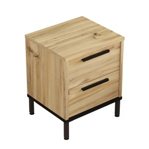 176 000188 2 2 Nightstand Nako pakoworld black metal and melamine in natural shade 40x35.5x48.8cmIndoor furniture > Bedside tables