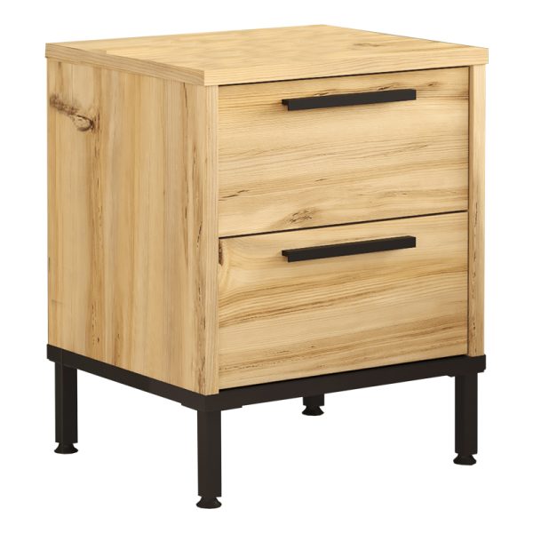 176 000188 5 Nightstand Nako pakoworld black metal and melamine in natural shade 40x35.5x48.8cmIndoor furniture > Bedside tables