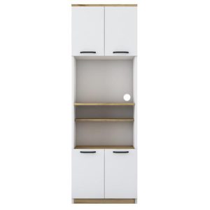 182 000013 3 Kitchen cabinet with shelves Rowan pakoworld white-walnut 60x42x182cmIndoor furniture > Home organization > Kitchen > Shelves
