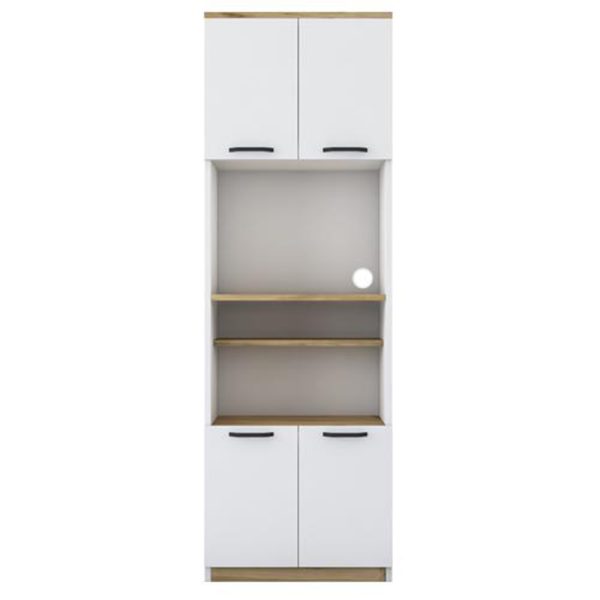 182 000013 3 Kitchen cabinet with shelves Rowan pakoworld white-walnut 60x42x182cmIndoor furniture > Home organization > Kitchen > Shelves