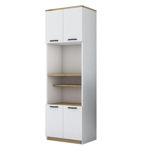 182 000013 Kitchen cabinet with shelves Rowan pakoworld white-walnut 60x42x182cmIndoor furniture > Home organization > Kitchen > Shelves