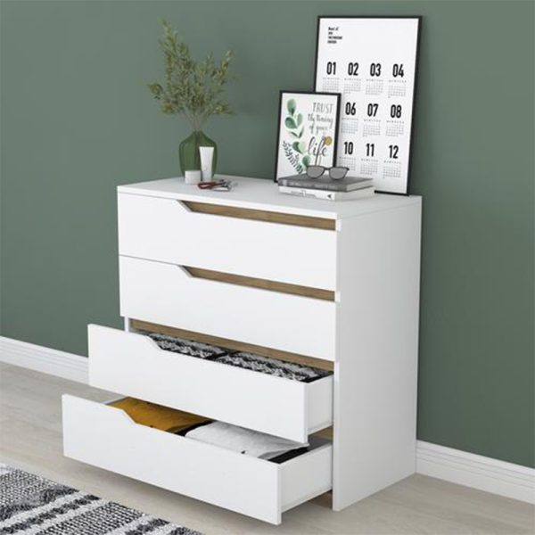 182 000015 2 11 Chest of 4 drawers Verena pakoworld white-walnut 80x47x92cmIndoor furniture > Drawers-consoles