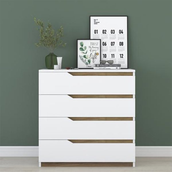 182 000015 3 11 Chest of 4 drawers Verena pakoworld white-walnut 80x47x92cmIndoor furniture > Drawers-consoles