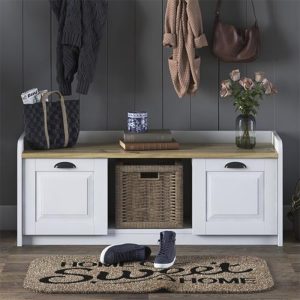 182 000023 2 8 Shoe bench Arthur I pakoworld 8 pairs white-walnut 120x40x45cmIndoor furniture > Entrance furniture