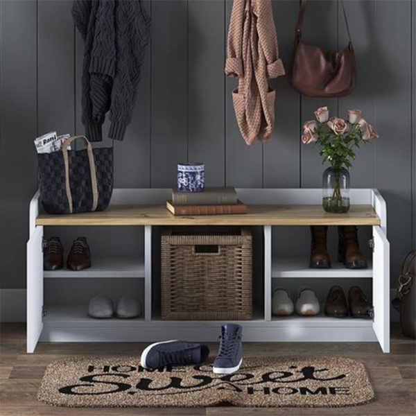 182 000023 3 8 Shoe bench Arthur I pakoworld 8 pairs white-walnut 120x40x45cmIndoor furniture > Entrance furniture