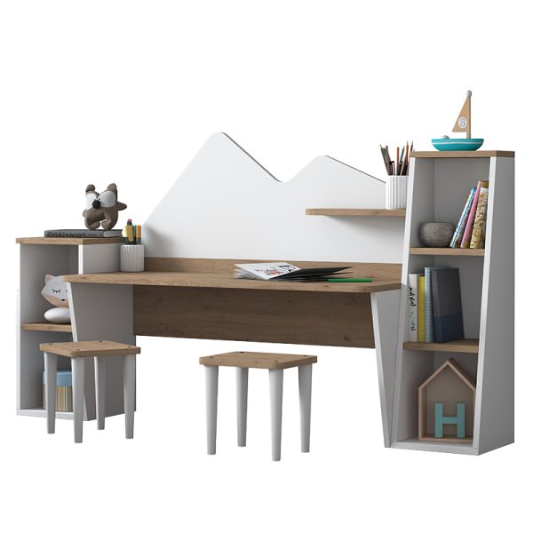 182 000029 15 Office set for children 3pcs Bubble pakoworld walnut-white180x45x93.5cmIndoor furniture > Children's Room