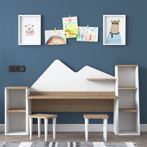 182 000029 2 12 Office set for children 3pcs Bubble pakoworld walnut-white180x45x93.5cmIndoor furniture > Children's Room