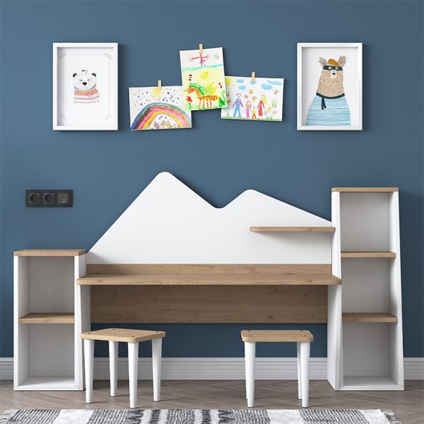 182 000029 2 12 Office set for children 3pcs Bubble pakoworld walnut-white180x45x93.5cmIndoor furniture > Children's Room