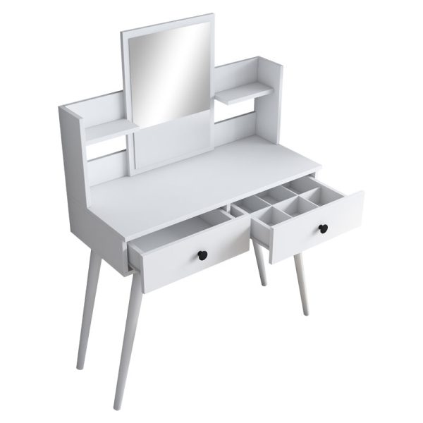 182 000037 3 6 Dressing table with mirror Rainy pakoworld white 90x38.2x111.8cmIndoor furniture > Drawers-consoles