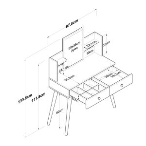 182 000037 4 6 Dressing table with mirror Rainy pakoworld white 90x38.2x111.8cmIndoor furniture > Drawers-consoles