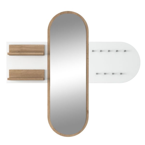 182 000038 2 Wall hanger Baunty pakoworld with mirror white-walnut125x2x122cmDecoration > Mirrors
