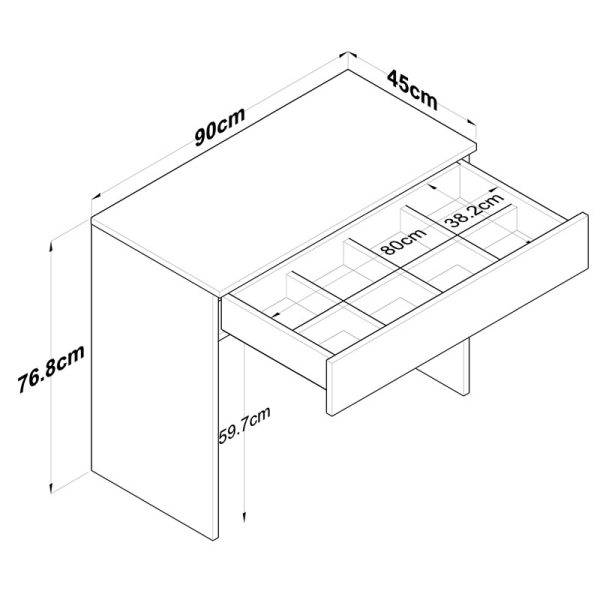 182 000047 4 Dressing table Artemisia pakoworld white 90x45x76.8cmIndoor furniture > Drawers-consoles