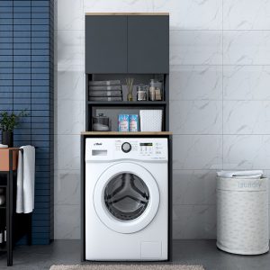 182 000051 2 Laundry cabinet Rasmus pakoworld anthracite-natural 65x60x183.6cmIndoor furniture > Home organization > Bathroom > Cabinets