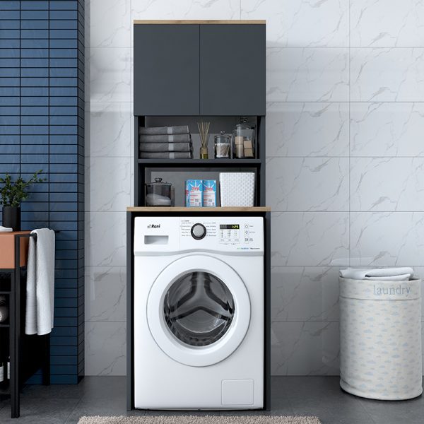 182 000051 2 Laundry cabinet Rasmus pakoworld anthracite-natural 65x60x183.6cmIndoor furniture > Home organization > Bathroom > Cabinets