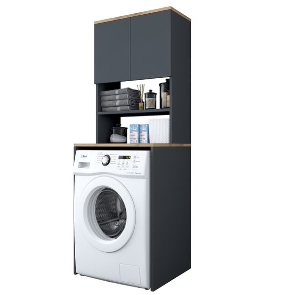 182 000051 Laundry cabinet Rasmus pakoworld anthracite-natural 65x60x183.6cmIndoor furniture > Home organization > Bathroom > Cabinets