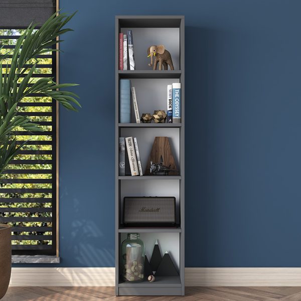 182 000053 2 Bookcase Goldie pakoworld anthracite-white 40x25x161.80 cmIndoor furniture > Bookshelves