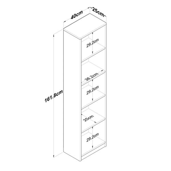 182 000053 3 Bookcase Goldie pakoworld anthracite-white 40x25x161.80 cmIndoor furniture > Bookshelves