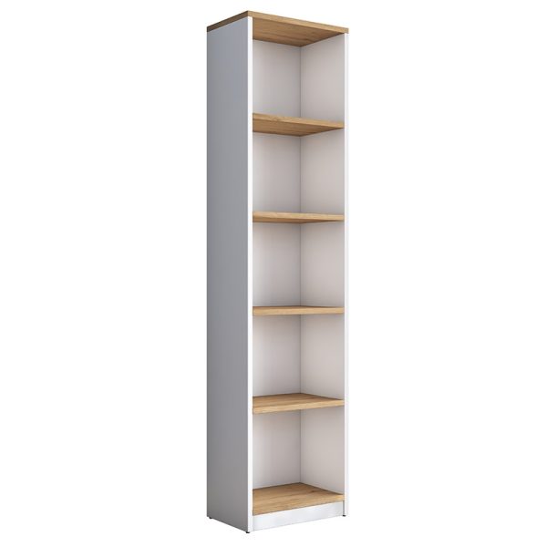 182 000054 11 Bookcase Goldie pakoworld white-natural 40x25x161.80 cmIndoor furniture > Bookshelves