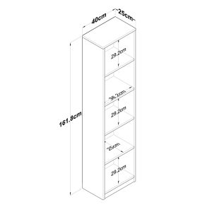 182 000054 3 9 Bookcase Goldie pakoworld white-natural 40x25x161.80 cmIndoor furniture > Bookshelves