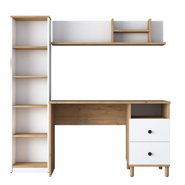 182 000059 4 8 Work desk-shelf unit Goldie pakoworld white-natural 160x50x161.8cmOffice furniture > Working desk